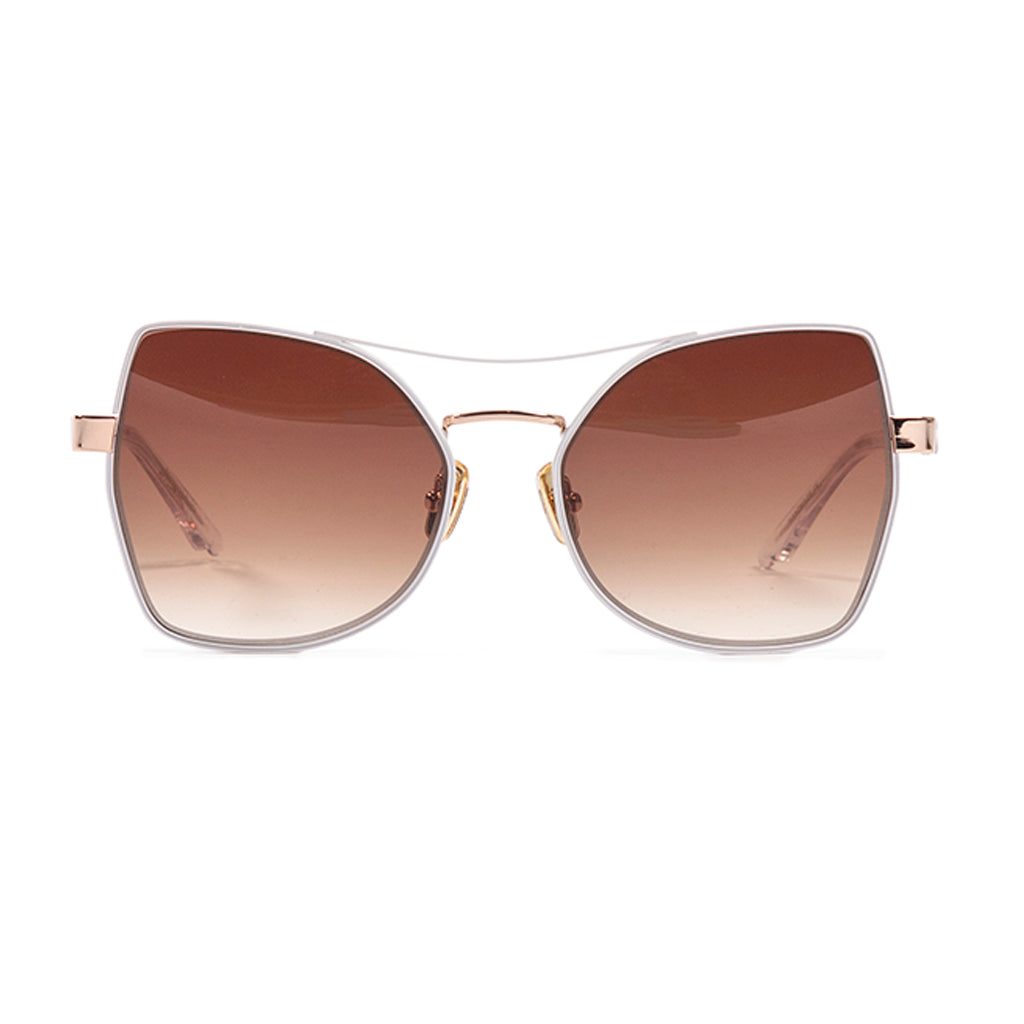 Coco and Breezy Stoic 101 White Gold Geometric Cat Eye Sunglasses Brown Gradient STOIC – Coco and Breezy Eyewear main image 3