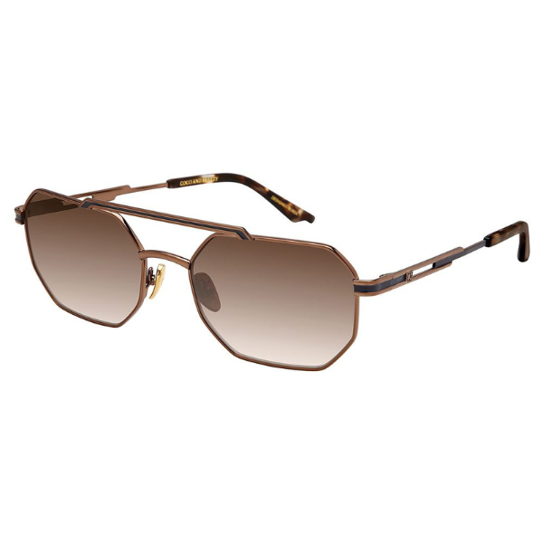 Brown sunglasses with gradient lenses on a white background
